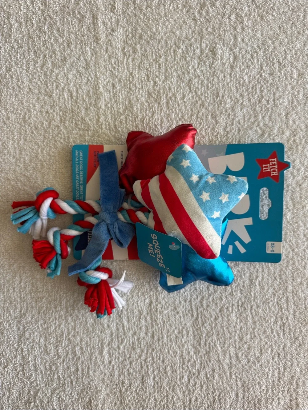 Bark Yankee Doodle Star Spangled Squeaker Dog Toy